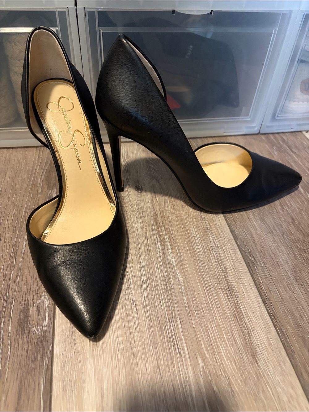 Jessica Simpson Black D'Orsay Pointed Toe Stiletto Pumps